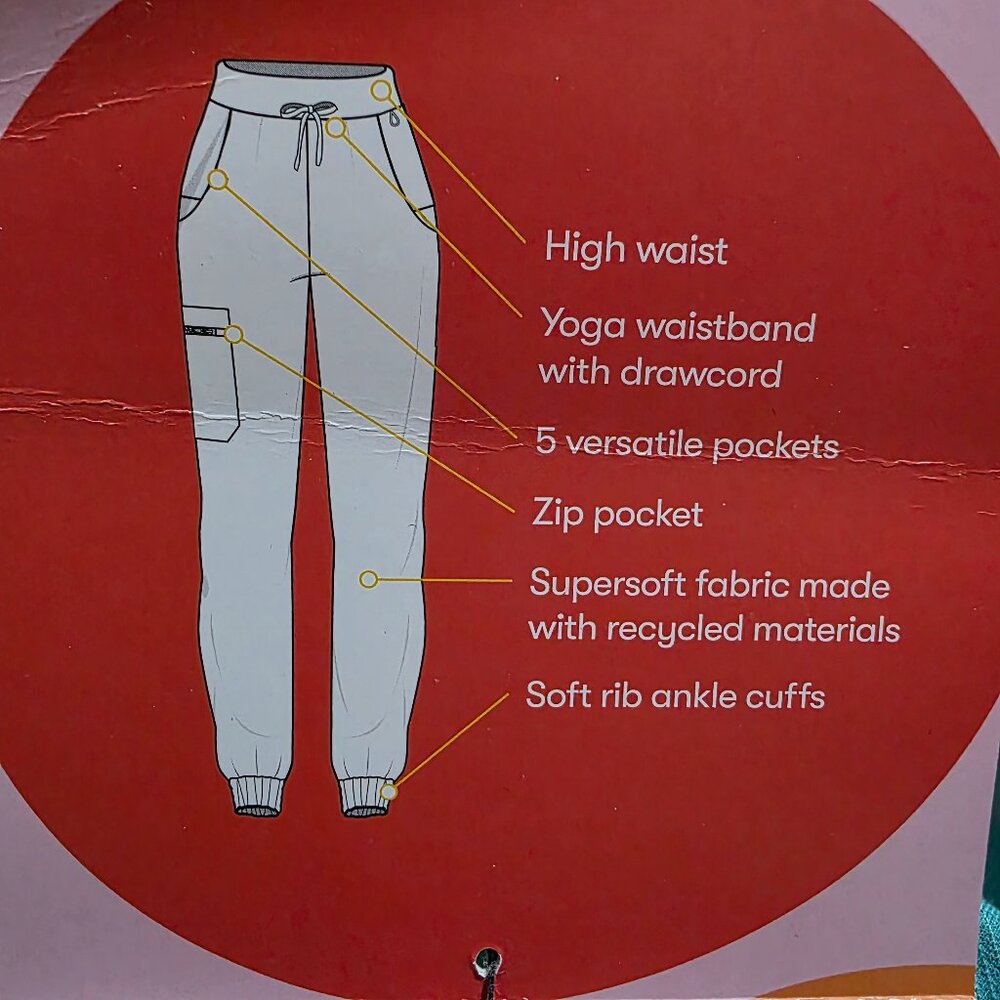 NWT Kindly Yours Women’s Jogger Scrub Pants Size L (12-14) Green/Teal Pockets - Picture 7 of 9